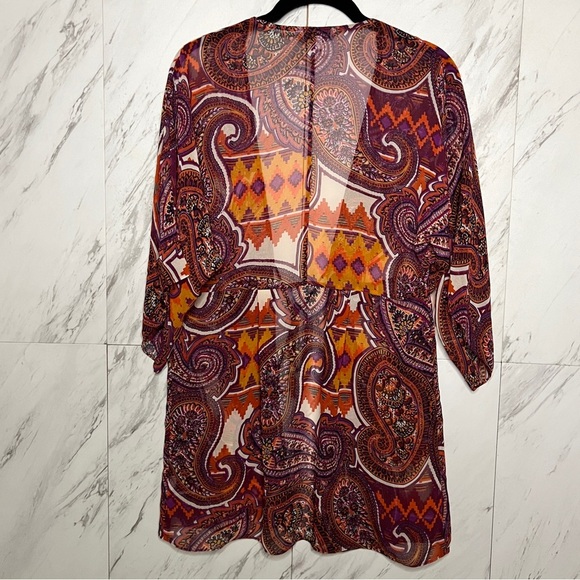 CAbi Epic Sheer Paisley Kimono Blouse Swim Cover Up Tunic Top SZ S - Picture 6 of 8